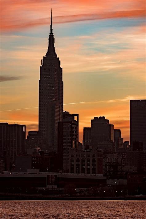 Empire State Building At Sunset New York Painting Sunset City