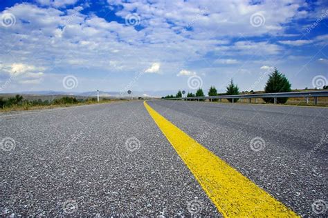 Empty Highway Road With A Yellow Streak Stock Photo Image Of Green