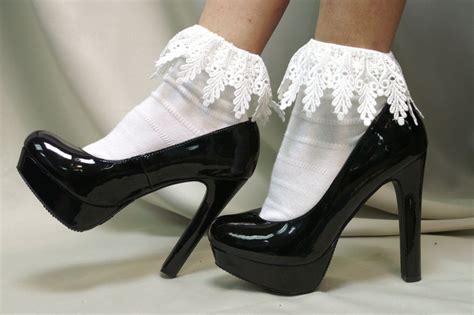 White Long Venise Lace Anklet Socks Socks And Heels Heels Lace