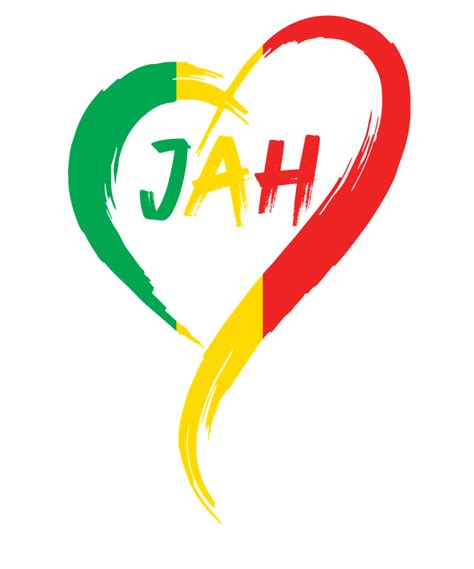 Love Jah Print Rasta Reggae Flag Heart T For Rastafarians Design Art