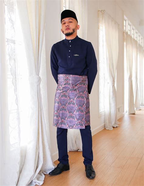 Slim Fit Baju Melayu Navy Blue Shopperboard