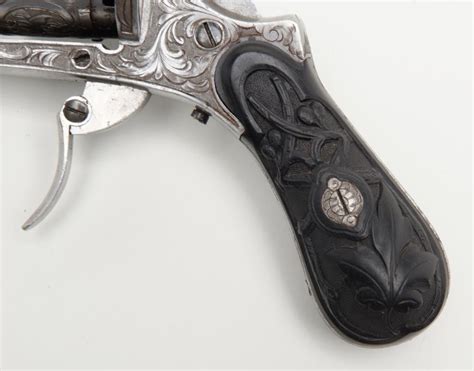 Deluxe Engraved And Cased Double Action Pinfire Revolver Signed