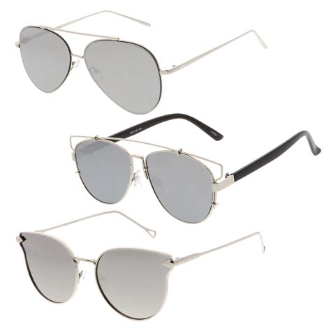 Sunglassla Female Mod Fashion Teardrop Rimless Mirror Flat Lens Metal Frame Aviator Sunglasses