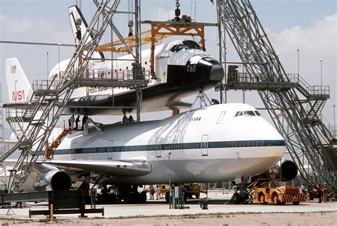 The Nasa 747 Shuttle Carrier Aircraft Sca In Position Beneath The