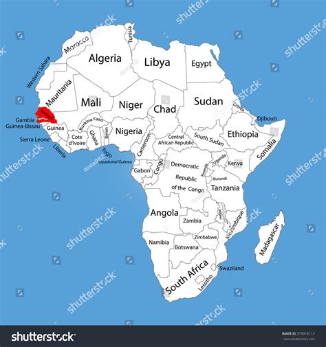 Republic Senegal Vector Map Silhouette Isolated Stock Vektorgrafik