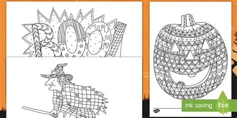 Halloween Themed Coloring Mindfulness Worksheet Activity