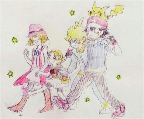 Ash Ketchum And Pikachu With Their Kalos Friends ♡ I Give Good Credit To Whoever Made This