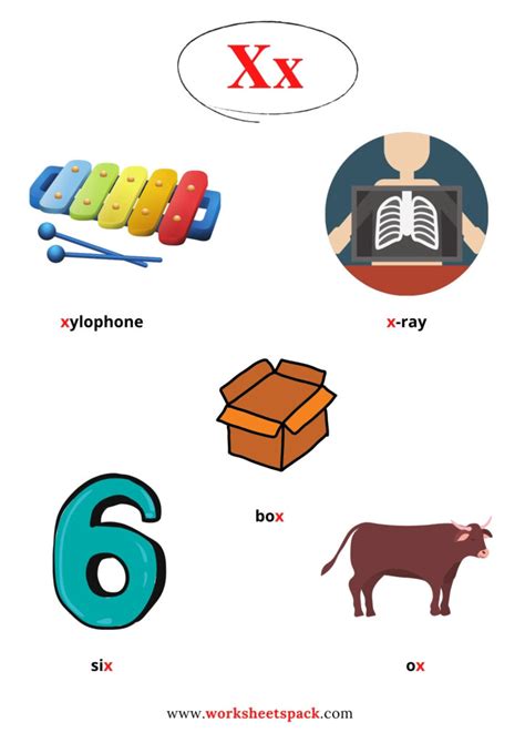 Words Begin With The Letter X Printable And Online Worksheets Pack