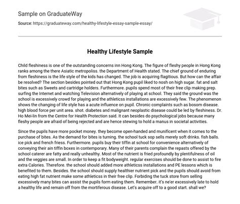 ⇉healthy lifestyle sample essay example graduateway