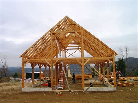 It uses large poles or posts buried in the ground or on a foundation to provide the vertical structural. Sandy @VTWorks | The Timber Frame Experience