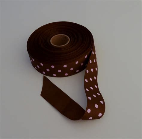 Ribbon Brown Grosgrain Pink Dots 49 Yds New First Quality Etsy Canada