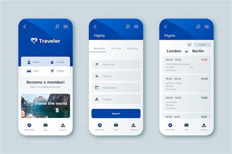 Travel Booking App Interface Free Vector