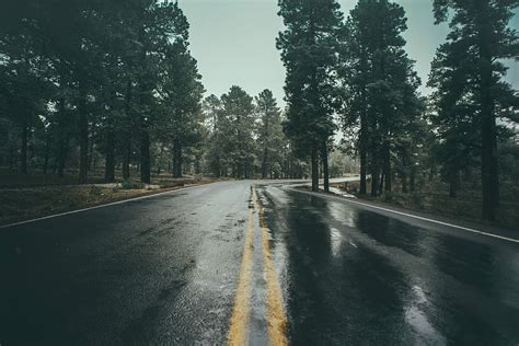 Hd Wallpaper Photography Of Wet Asphalt Road Gray Concrete Road In