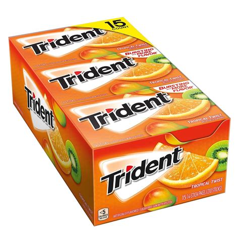 Trident Sugar Free Gum Tropical Twist 14 Sticks 15 Ct