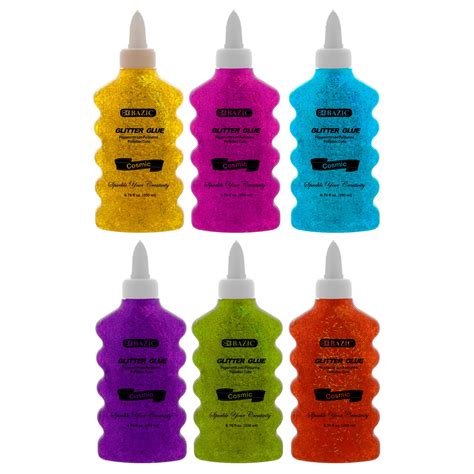 Bazic Glitter Glue 6 Neon Color Non Toxic For Slime 68ozpack 6