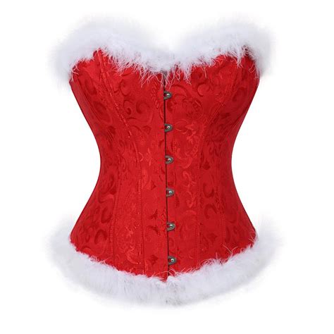 2020 womens christmas santa costume sexy corset bustier lingerie top corselet overbust plus size