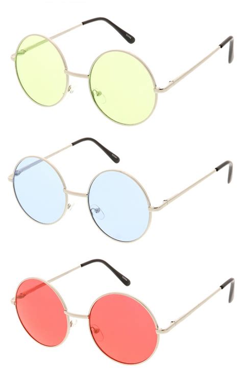 retro hippie metal lennon round color lens wholesale sunglasses