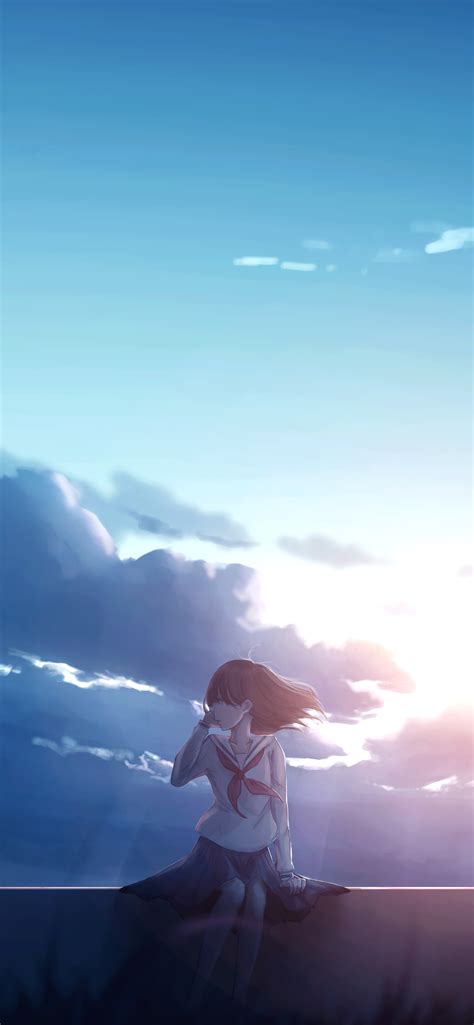 1242x2688 Anime Girl Alone Sitting Iphone Xs Max Hd 4k Wallpapers
