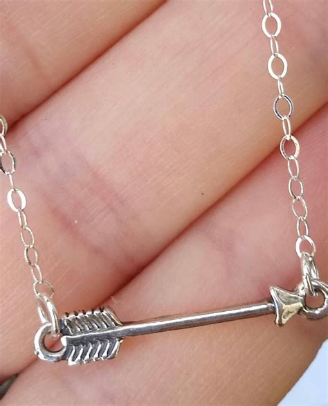 Tiny Sterling Silver Arrow Necklace Etsy