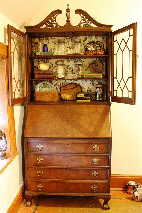 Vintage Secretary Desk With Hutch Petite Antique Secr