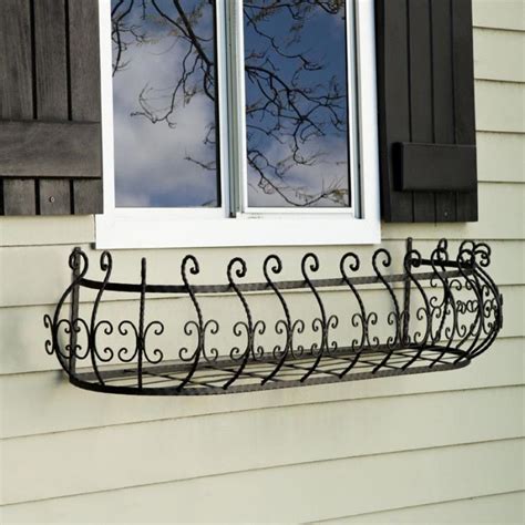 Parisian Wrought Iron Hanging Window Planters Hooks And Lattice