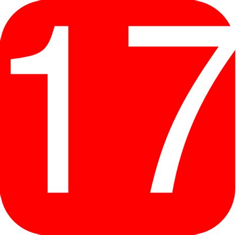 Red Rounded Square With Number 17 Clip Art At Vector Clip