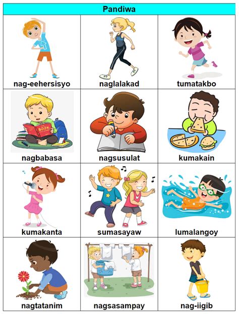Pandiwa Verb Good Habits For Kids 1st Grade Reading Worksheets