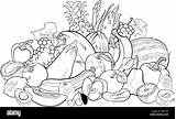 Coloring Fruits Vegetables Book Alamy sketch template