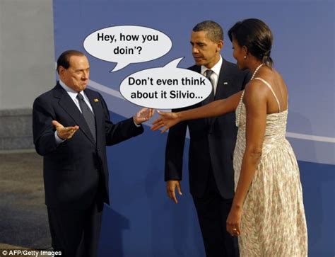 Italian Pm Berlusconi Looks Very Pleased To See Michelle Obama As Arrives At Wives Dinner Alone