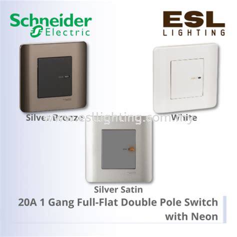 Schneider Zencelo Series 20a 1 Gang Full Flat Double Pole Switch With