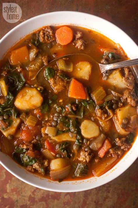 Recipe Autumn Vegetable Soup With Sausage And Green Lentils Style At