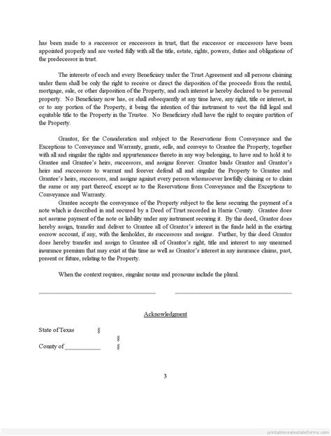 Free Printable Deed To Trustee Form Pdf And Word