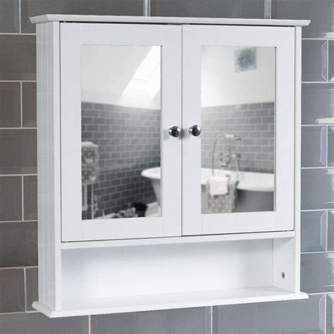Home Discount Milano Bathroom Cabinet Mirrored Double Doors Wall