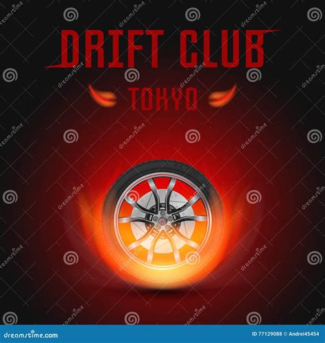 Drift Club Poster Or Web Banner Sport Car Drifting On Race Track