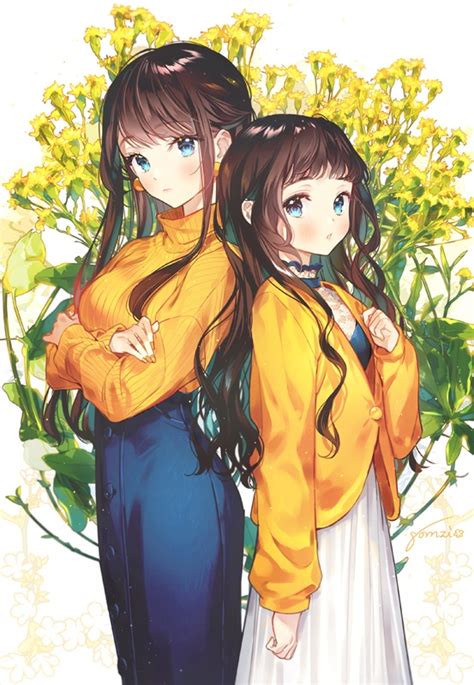 Brown Hair Anime Girl Twins Anime Wallpaper Hd