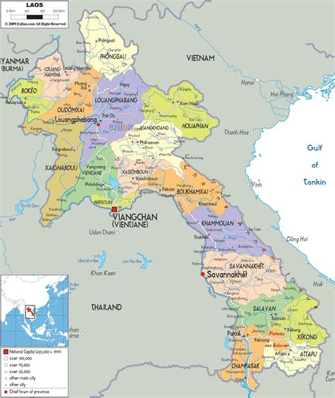 Detailed Political Map Of Laos Ezilon Maps