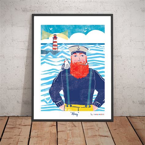 nautical print nautical illustration wall art sailor print etsy