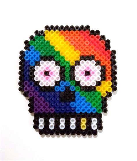 Rainbow Sugar Skull Pixel Bead Coaster Flat Perler Hama Bead Etsy Uk