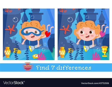 Find 7 Differences Game For Children Cute Boy Vector Image
