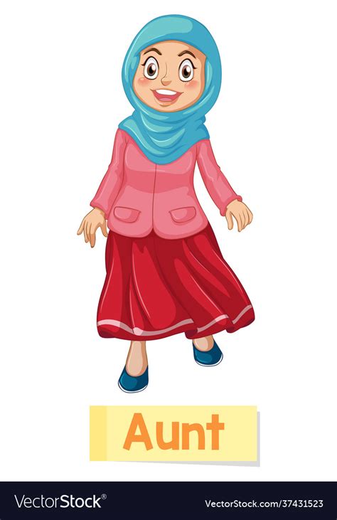 Educational English Word Card Aunt Royalty Free Vector Image