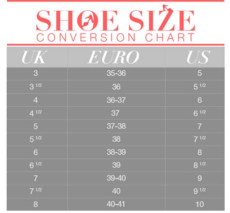 Shoe Size Conversion Chart Stylecaster