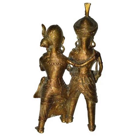 Brass Golden Dokra Art Traditional Indian Village Couple For