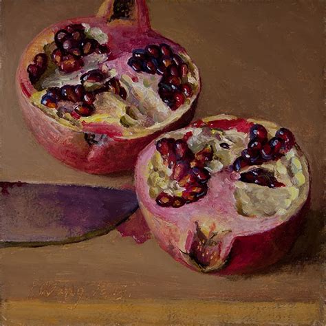 Wang Fine Art Pomegranate Still Life Daily Painting Small Work Of Art