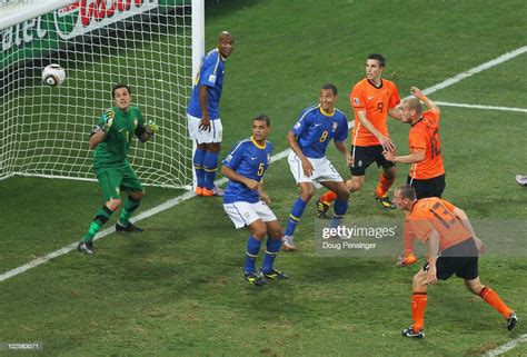 Wesley Sneijder Of The Netherlands Scores His Sides Second Goal Past