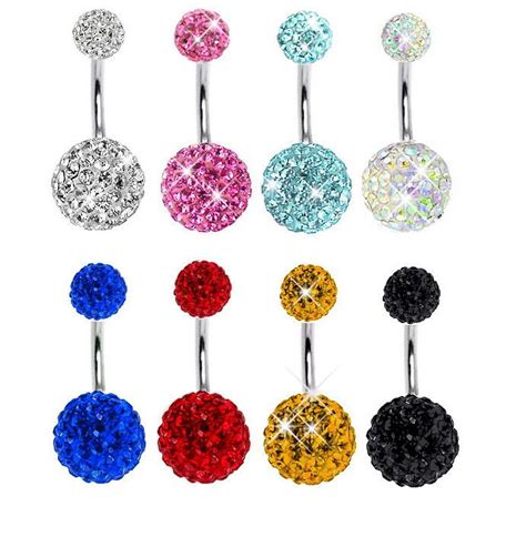 Surgical Stainless Steel Belly Button Piercing Shamballa Crystal Disco Piercing Nombril Navel