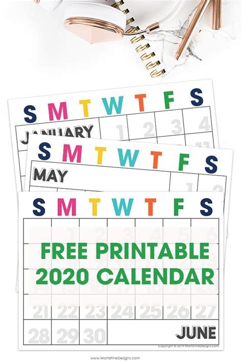 2020 Office Wall Calendar Printable