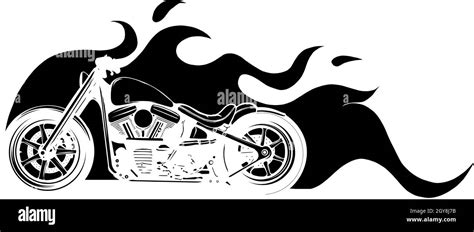 Custom Motorcycle With Flames Vector Stock Photo Alamy