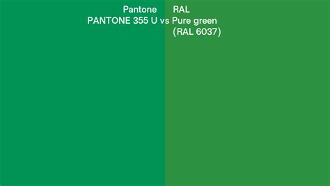 Pantone 355 C Vs Ral Pure Green Ral 6037 Side By Side Comparison