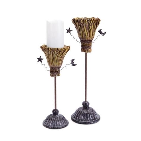 Shop Pack Of 2 Brown And Gray Glittering Witch Broomstick