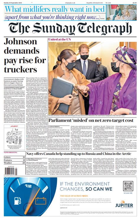 Sunday Telegraph Front Page 26th Of September 2021 Tomorrow S Papers